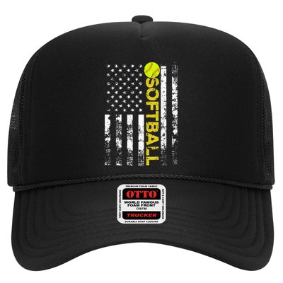 American Flag Softball Team Gift Trucker Hat