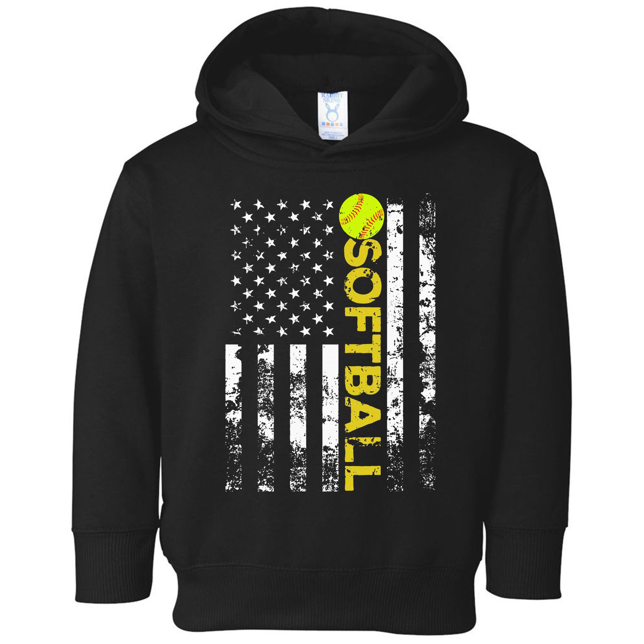 American Flag Softball Team Gift Toddler Hoodie