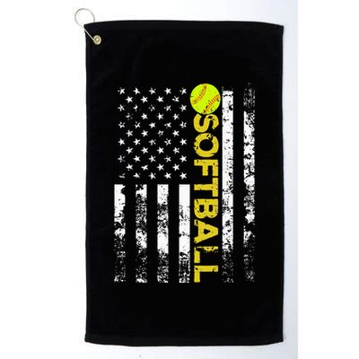 American Flag Softball Team Gift Golf Towel
