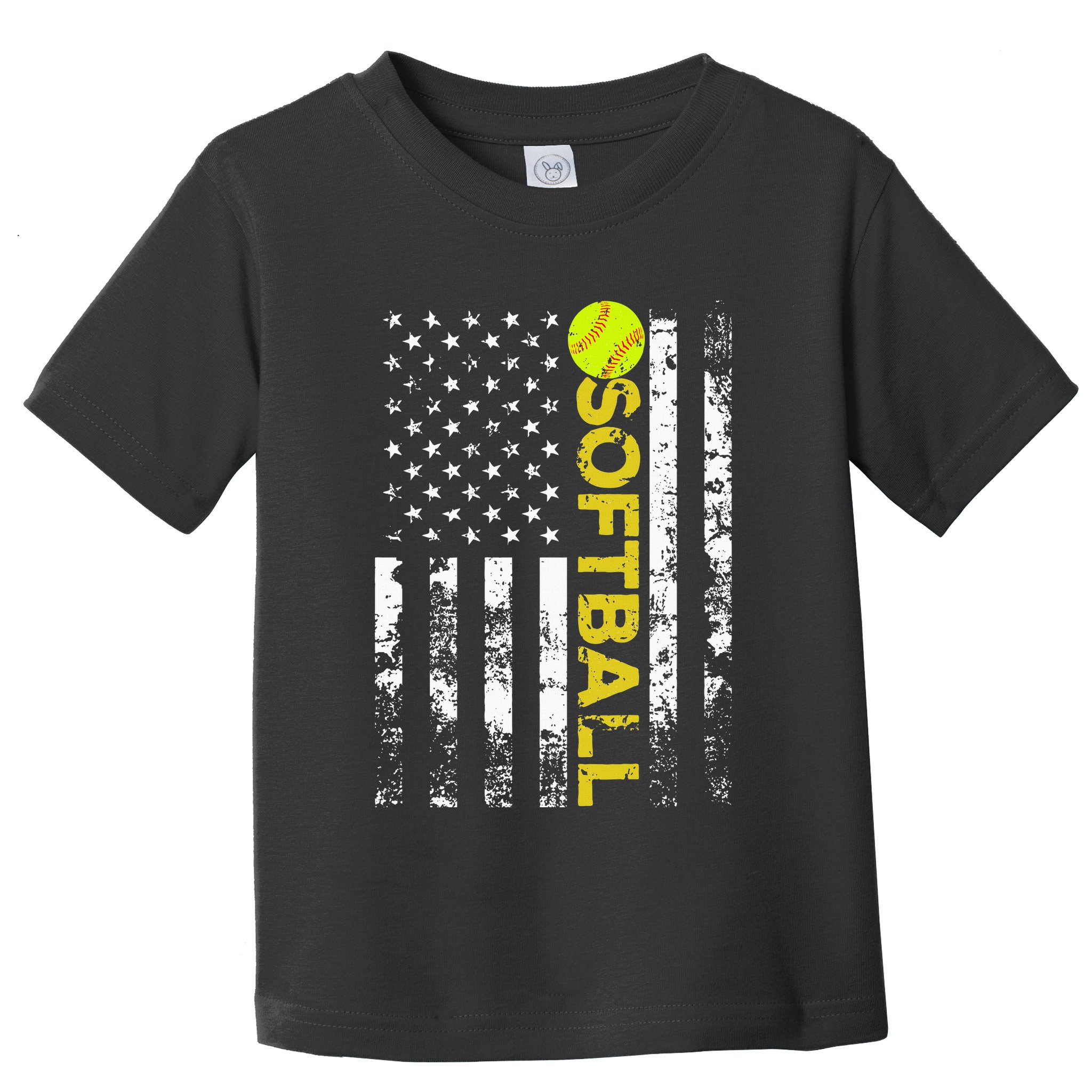 American Flag Softball Team Gift Toddler T-Shirt