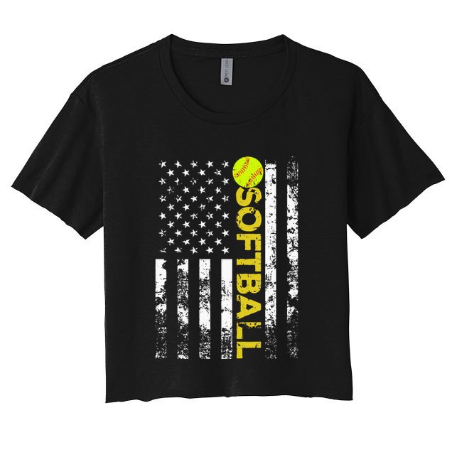American Flag Softball Team Gift Crop Top