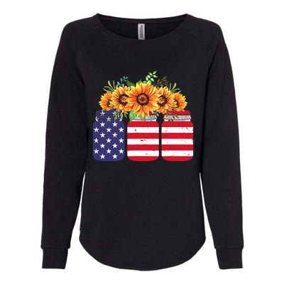 American Flag Sunflower 4th Of July Independence USA Day Womens California Wash Sweatshirt