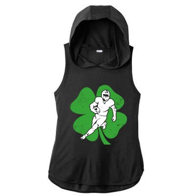 American Football Sports Shamrock St Patricks Day Ladies PosiCharge Tri-Blend Wicking Draft Hoodie Tank