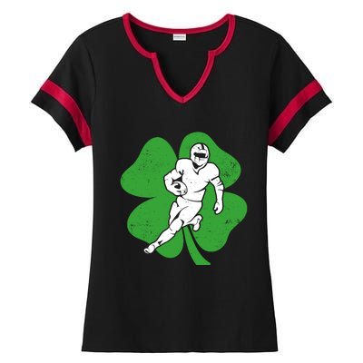 American Football Sports Shamrock St Patricks Day Ladies Halftime Notch Neck Tee