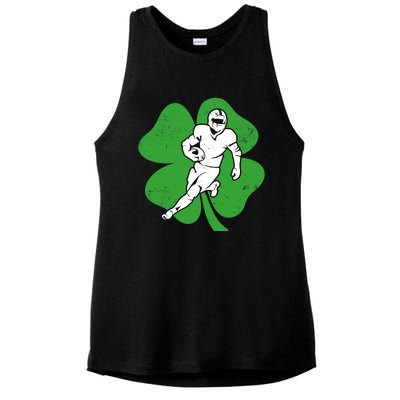 American Football Sports Shamrock St Patricks Day Ladies PosiCharge Tri-Blend Wicking Tank