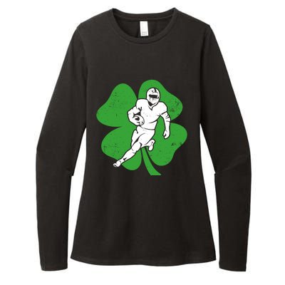 American Football Sports Shamrock St Patricks Day Womens CVC Long Sleeve Shirt