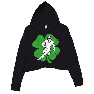 American Football Sports Shamrock St Patricks Day Crop Fleece Hoodie