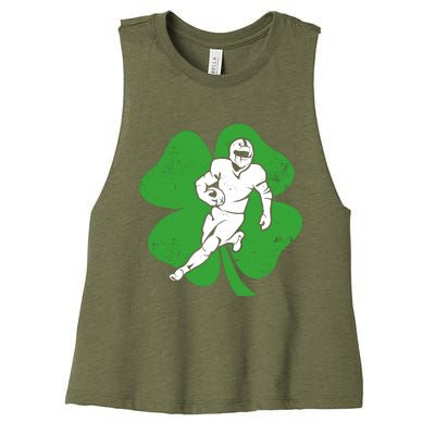 American Football Sports Shamrock St Patricks Day Women's Racerback Cropped Tank