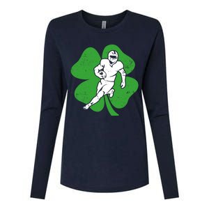 American Football Sports Shamrock St Patricks Day Womens Cotton Relaxed Long Sleeve T-Shirt