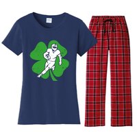 American Football Sports Shamrock St Patricks Day Women's Flannel Pajama Set