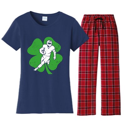 American Football Sports Shamrock St Patricks Day Women's Flannel Pajama Set