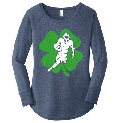 American Football Sports Shamrock St Patricks Day Women's Perfect Tri Tunic Long Sleeve Shirt