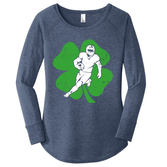 American Football Sports Shamrock St Patricks Day Women's Perfect Tri Tunic Long Sleeve Shirt