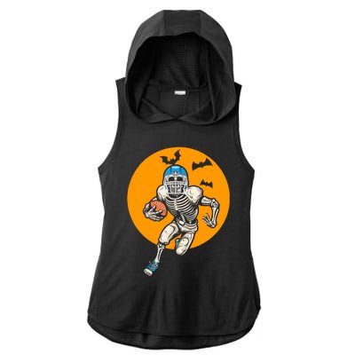 American Football Skeleton Halloween Football Fan Ladies PosiCharge Tri-Blend Wicking Draft Hoodie Tank