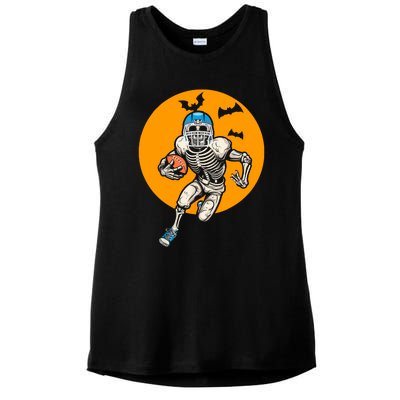 American Football Skeleton Halloween Football Fan Ladies PosiCharge Tri-Blend Wicking Tank