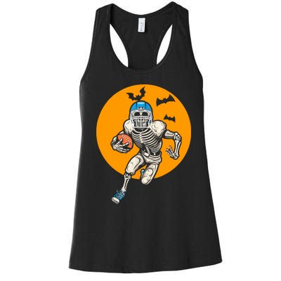 American Football Skeleton Halloween Football Fan Women's Racerback Tank