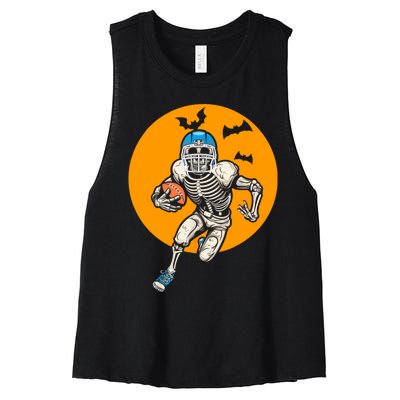 American Football Skeleton Halloween Football Fan Women's Racerback Cropped Tank