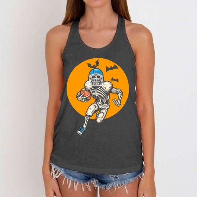 American Football Skeleton Halloween Football Fan Women's Knotted Racerback Tank