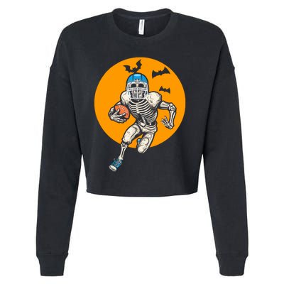 American Football Skeleton Halloween Football Fan Cropped Pullover Crew