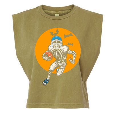 American Football Skeleton Halloween Football Fan Garment-Dyed Women's Muscle Tee