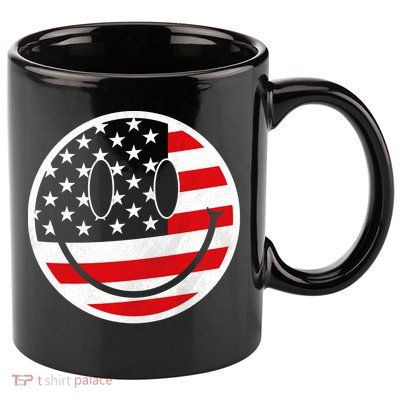 American Flag Smile Vintage Face 11oz C Handle Ceramic Mug