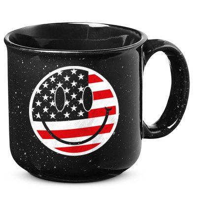 American Flag Smile Vintage Face 15oz Campfire Ceramic Mug