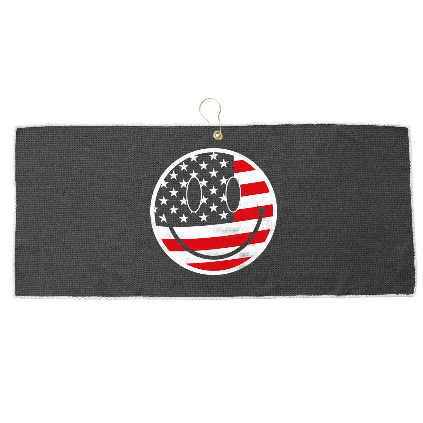 American Flag Smile Vintage Face Large Microfiber Waffle Golf Towel