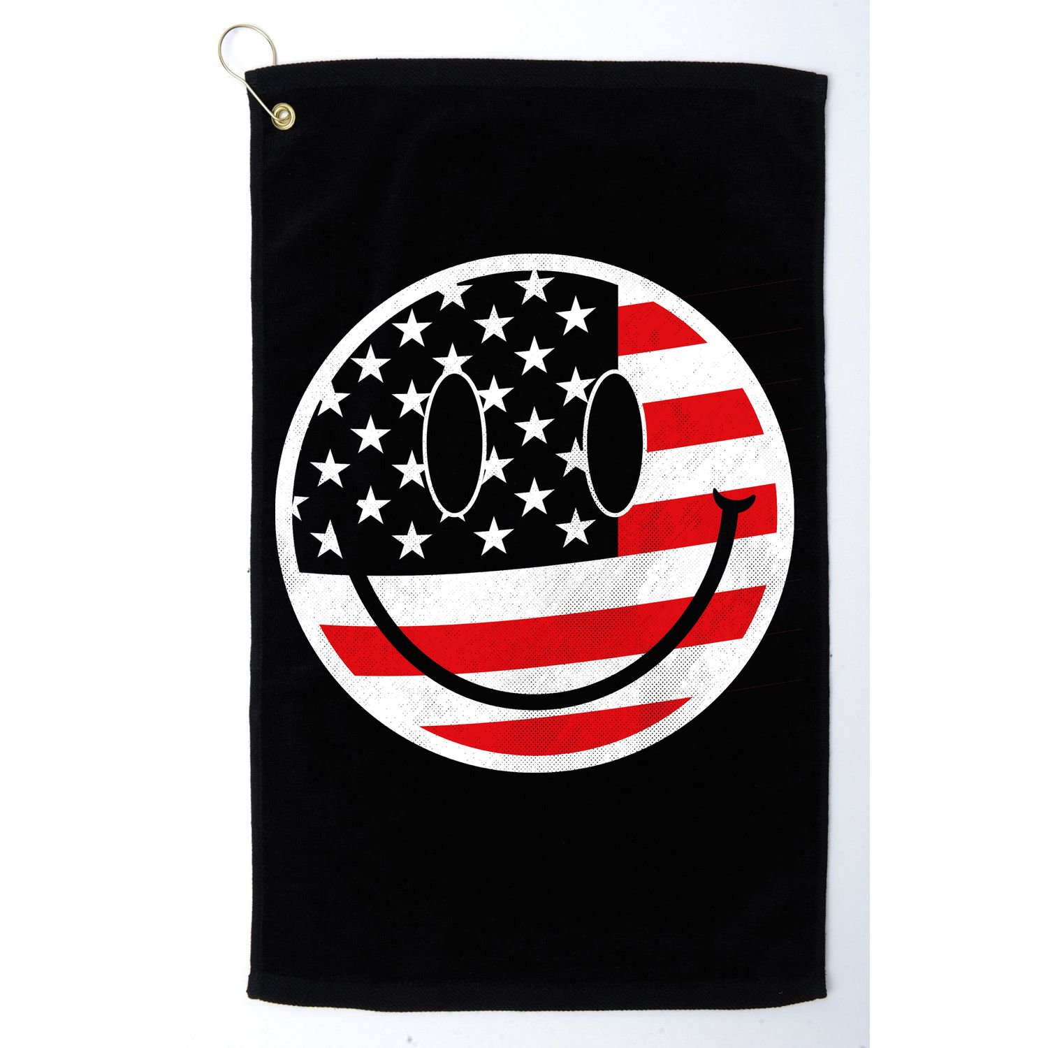 American Flag Smile Vintage Face Golf Towel