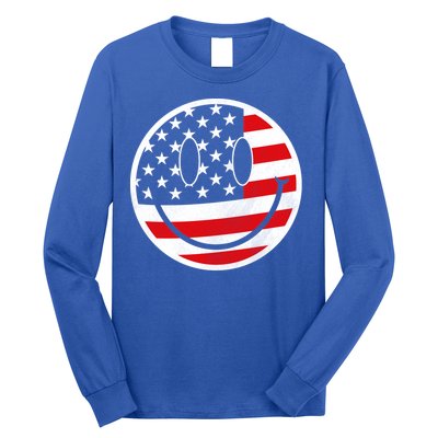 American Flag Smile Vintage Face Long Sleeve Shirt