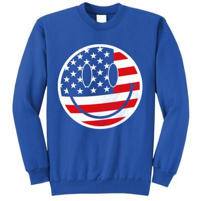 American Flag Smile Vintage Face Tall Sweatshirt