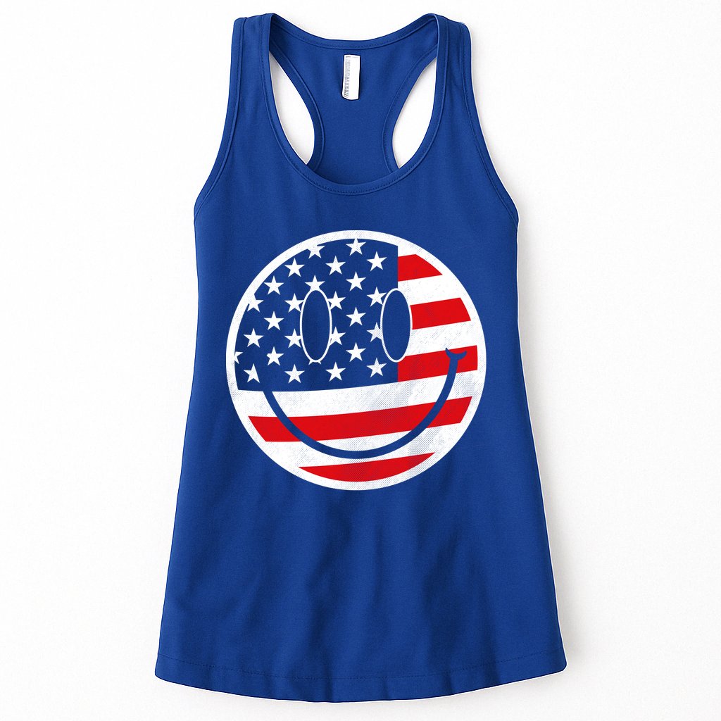 American Flag Smile Vintage Face Womens Tank Top