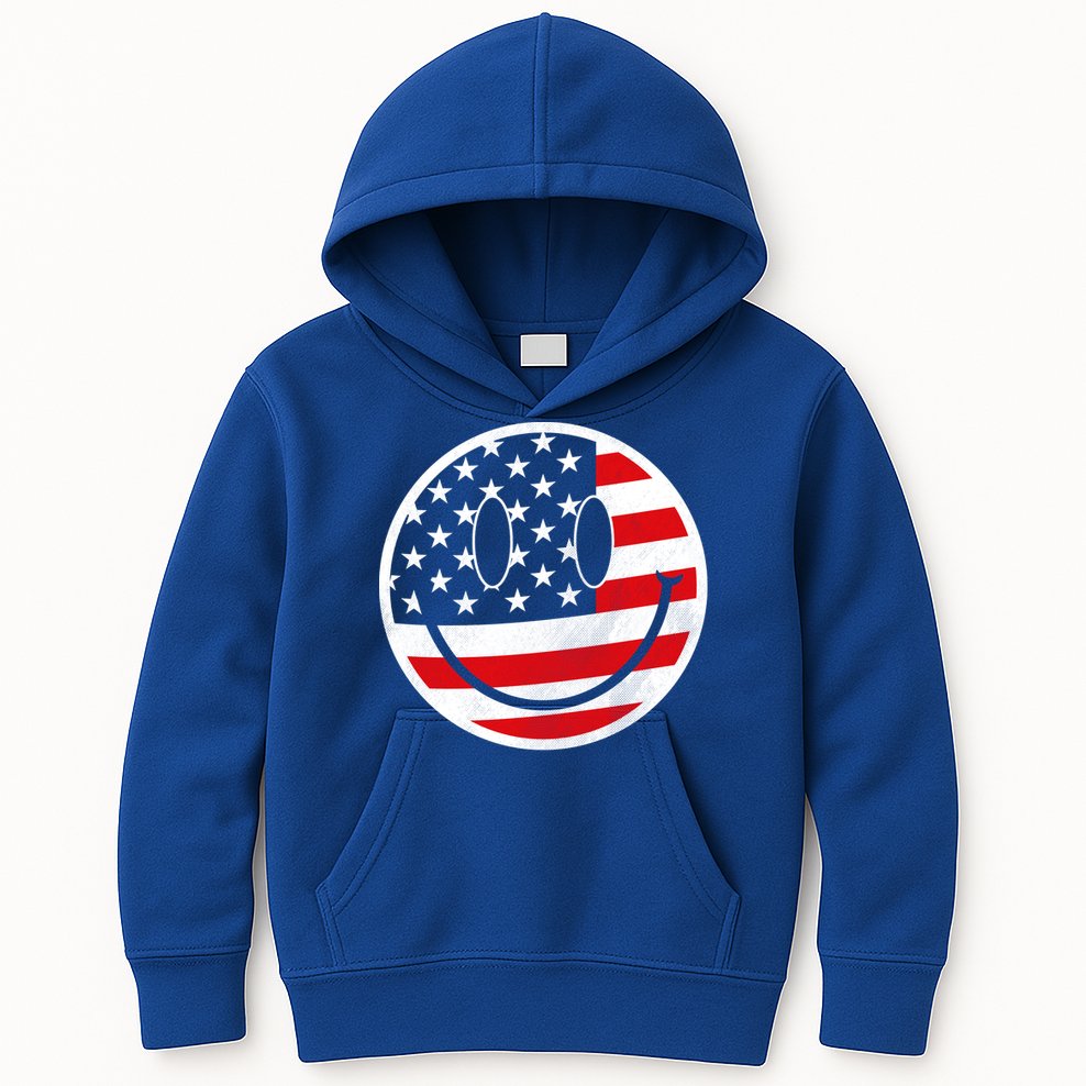 American Flag Smile Vintage Face Kids Hoodie