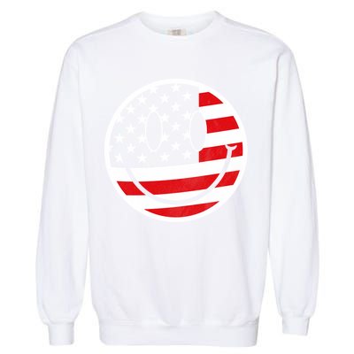 American Flag Smile Vintage Face Garment-Dyed Sweatshirt