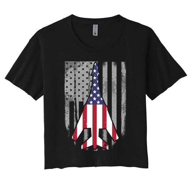 Air Force Supersonic Bgreat Gift1 Bomber Jet American Flag Squadron Gift Crop Top