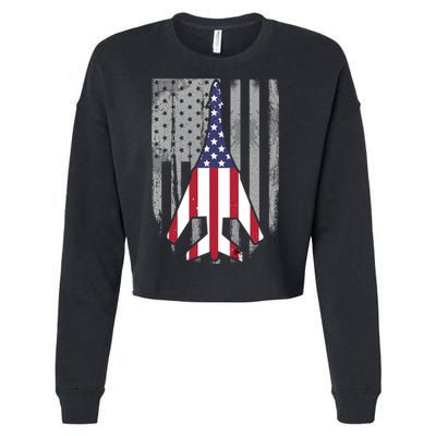 Air Force Supersonic Bgreat Gift1 Bomber Jet American Flag Squadron Gift Cropped Pullover Crew