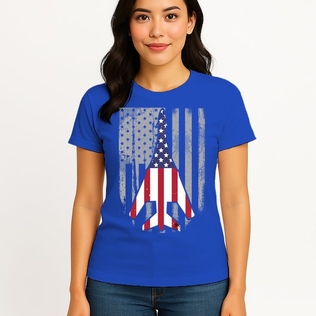 Air Force Supersonic Bgreat Gift1 Bomber Jet American Flag Squadron Gift Womens T-Shirt