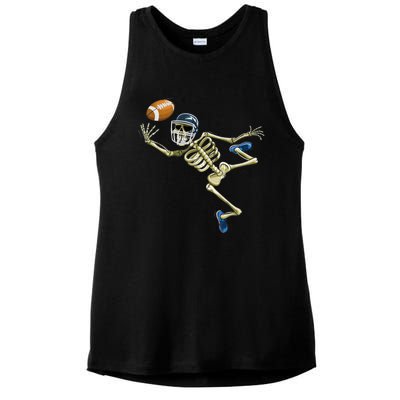 American Football Skeleton Halloween Boys Football Fan Ladies PosiCharge Tri-Blend Wicking Tank