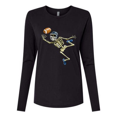 American Football Skeleton Halloween Boys Football Fan Womens Cotton Relaxed Long Sleeve T-Shirt