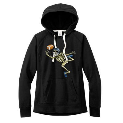 American Football Skeleton Halloween Boys Football Fan Women's Fleece Hoodie