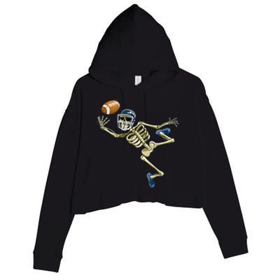 American Football Skeleton Halloween Boys Football Fan Crop Fleece Hoodie