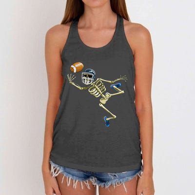 American Football Skeleton Halloween Boys Football Fan Women's Knotted Racerback Tank