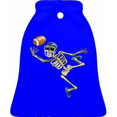 American Football Skeleton Halloween Boys Football Fan Ceramic Bell Ornament