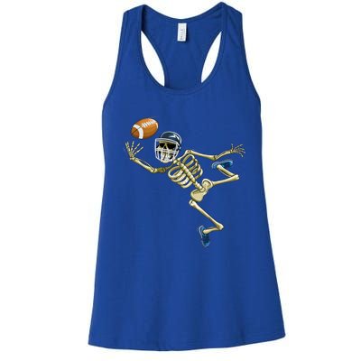 American Football Skeleton Halloween Boys Football Fan Women's Racerback Tank