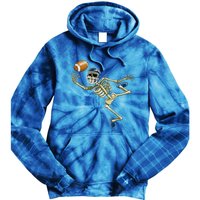 American Football Skeleton Halloween Boys Football Fan Tie Dye Hoodie