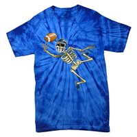 American Football Skeleton Halloween Boys Football Fan Tie-Dye T-Shirt