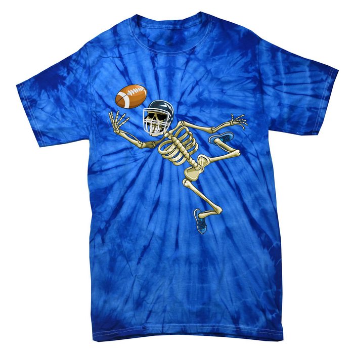 American Football Skeleton Halloween Boys Football Fan Tie-Dye T-Shirt