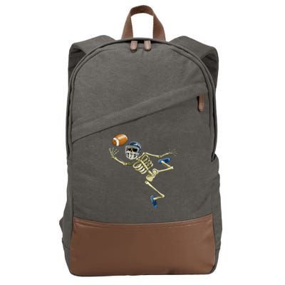 American Football Skeleton Halloween Boys Football Fan Cotton Canvas Backpack