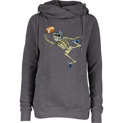 American Football Skeleton Halloween Boys Football Fan Womens Funnel Neck Pullover Hood