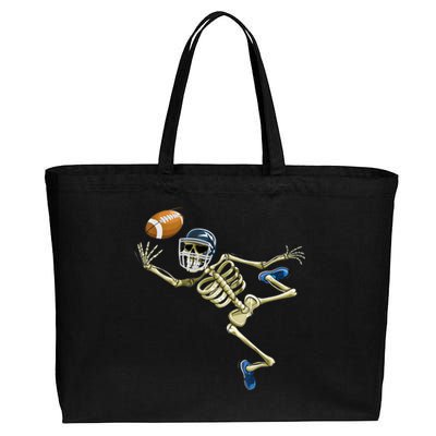 American Football Skeleton Halloween Boys Football Fan Cotton Canvas Jumbo Tote