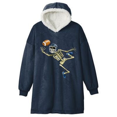 American Football Skeleton Halloween Boys Football Fan Hooded Wearable Blanket